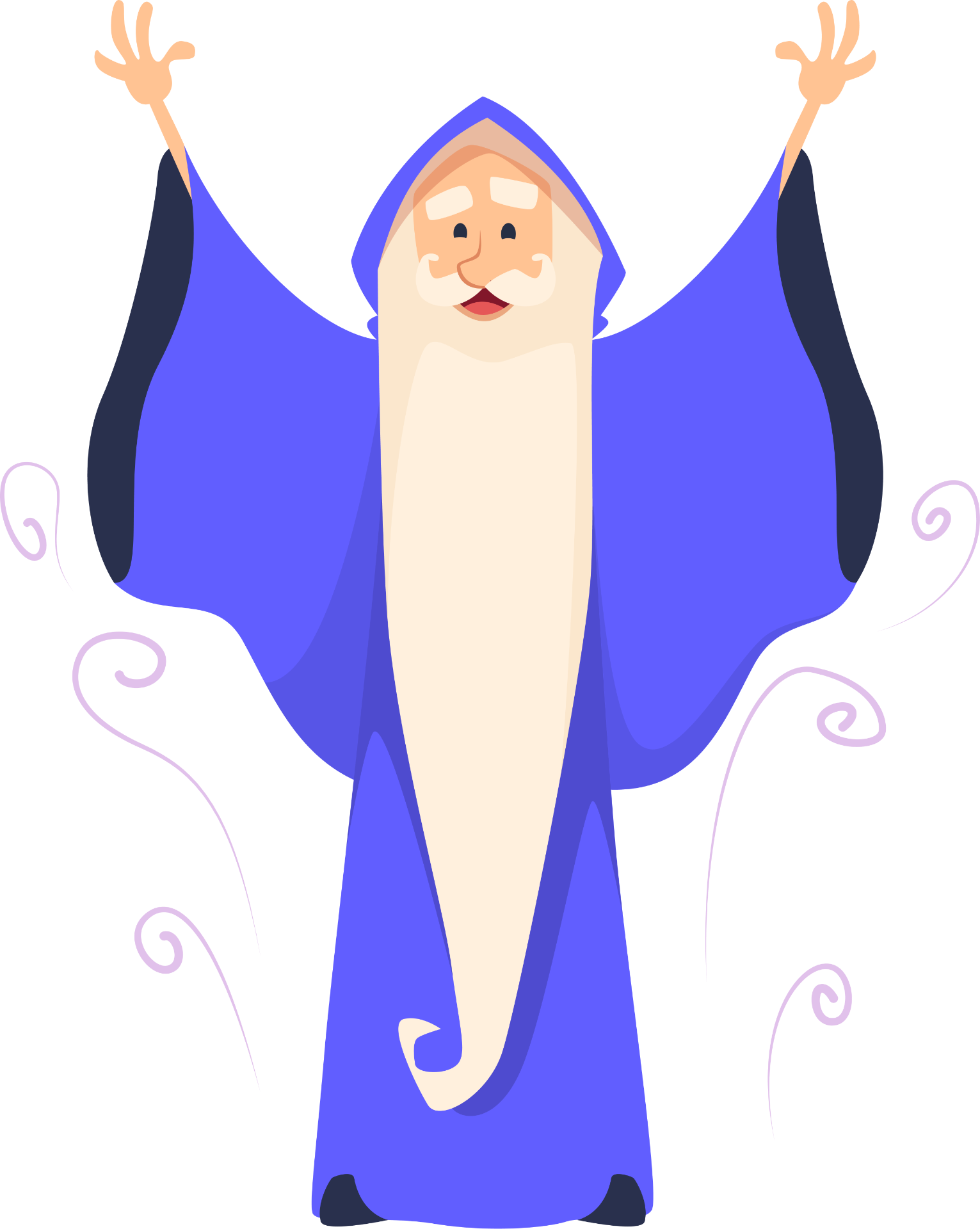 Ilustração do mago Merlin celebrando